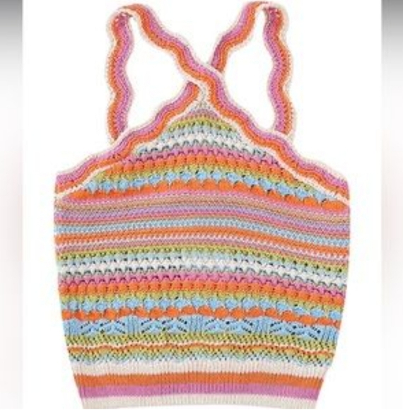 Zara crochet knit cropped tank top size Medium - Picture 2 of 10